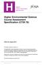 Higher Environmental Science Course Assessment Specification (C726 76)