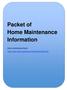 Packet of Home Maintenance Information. Home maintenance book