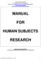 MANUAL FOR HUMAN SUBJECTS RESEARCH
