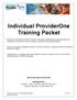 Individual ProviderOne Training Packet