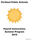 Portland Public Schools. Payroll Instructions Summer Program 2016