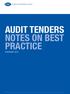 Financial Reporting Council AUDIT TENDERS NOTES ON BEST PRACTICE