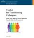 Toolkit for Transitioning Colleagues. What you need to know regarding Gender Identity/Expression