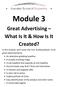 Module 3 Great Advertising What Is It & How Is It Created?