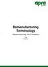 Remanufacturing Terminology