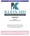 KLEIN INDEPENDENT SCHOOL DISTRICT ADOPTED STAFF COMPENSATION PLAN