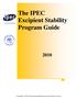 The IPEC Excipient Stability Program Guide