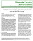 Minnesota Forestry Research Notes Published by the Department of Forest Resources, University of Minnesota, St. Paul