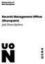 Records Management Officer (Sharepoint) Job Description