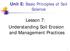 Unit E: Basic Principles of Soil Science. Lesson 7: Understanding Soil Erosion and Management Practices