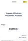 CODICE 2. Analysis of Electronic Procurement Processes CODICE2. Project. Version: 1.0. Date: 7 th Sept. 2010