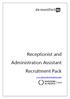 Receptionist and Administration Assistant Recruitment Pack
