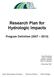 Research Plan for Hydrologic Impacts