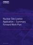 Nuclear Site Licence Application Summary Forward Work Plan