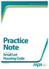 Practice Note FOR THE. Small Lot Housing Code