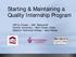 Starting & Maintaining a Quality Internship Program
