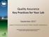Quality Assurance Key Practices for Your Lab