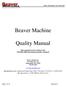 Beaver Machine. Quality Manual