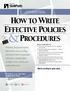 HOW TO WRITE EFFECTIVE POLICIES &PROCEDURES