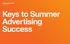 Keys to Summer Advertising Success