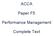 ACCA. Paper F5. Performance Management. Complete Text