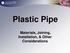U.S. Department of Transportation Pipeline and Hazardous Materials Safety Administration Plastic Pipe