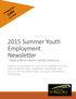 2015 Summer Youth Employment Newsletter