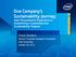 One Company s Sustainability Journey: Intel Procurement s Experience in Establishing a Comprehensive Sustainability Program