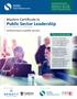 Public Sector Leadership (formerly The Masters Certificate in Public Management)