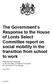 The Government s Response to the House of Lords Select Committee report on social mobility in the transition from school to work