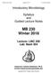 MB 230 Lecture Notes Updated Dr. Kenton Hokanson. Introductory Microbiology. Syllabus and Guided Lecture Notes. MB 230 Winter 2018