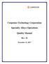 Carpenter Technology Corporation. Specialty Alloys Operations. Quality Manual