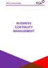 BUSINESS CONTINUITY MANAGEMENT