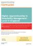Higher Apprenticeship in Hospitality Management - Level 4 (England)