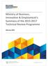 Ministry of Business, Innovation & Employment s Summary of the Technical Review Programme