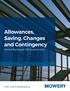 Allowances, Saving, Changes and Contingency