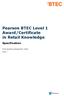 Pearson BTEC Level 1 Award/Certificate in Retail Knowledge