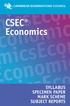 conomic Economics CSEC SYLLABUS SPECIMEN PAPER MARK SCHEME SUBJECT REPORTS