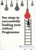 Ten steps to successfully leading your critical Programme