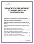 RELOCATION DEPARTMENT STAFFING AND JOB DESCRIPTIONS