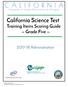 CALIFORNIA. California Science Test Training Items Scoring Guide Grade Five Administration. Assessment of Student Performance and Progress