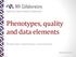 Phenotypes, quality and data elements. Meredith Nahm, Rachel Richesson, and Ed Hammond