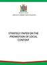 MINISTRY OF COMMERCE,TRADE AND INDUSTRY STRATEGY PAPER ON THE PROMOTION OF LOCAL CONTENT