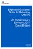 Expenses Guidance Notes for Returning Officers. UK Parliamentary Elections 2015 (Great Britain) Elections Division Constitution Group Cabinet Office