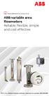 ABB variable area flowmeters Reliable, flexible, simple and cost effective