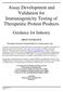 Assay Development and Validation for Immunogenicity Testing of Therapeutic Protein Products