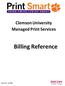 Clemson University Managed Print Services. Billing Reference