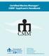 Certified Marina Manager CMM Applicant s Handbook
