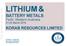 LITHIUM & BATTERY METALS KORAB RESOURCES LIMITED. For personal use only. Perth, Western Australia March 2018