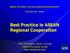 Best Practice in ASEAN Regional Cooperation